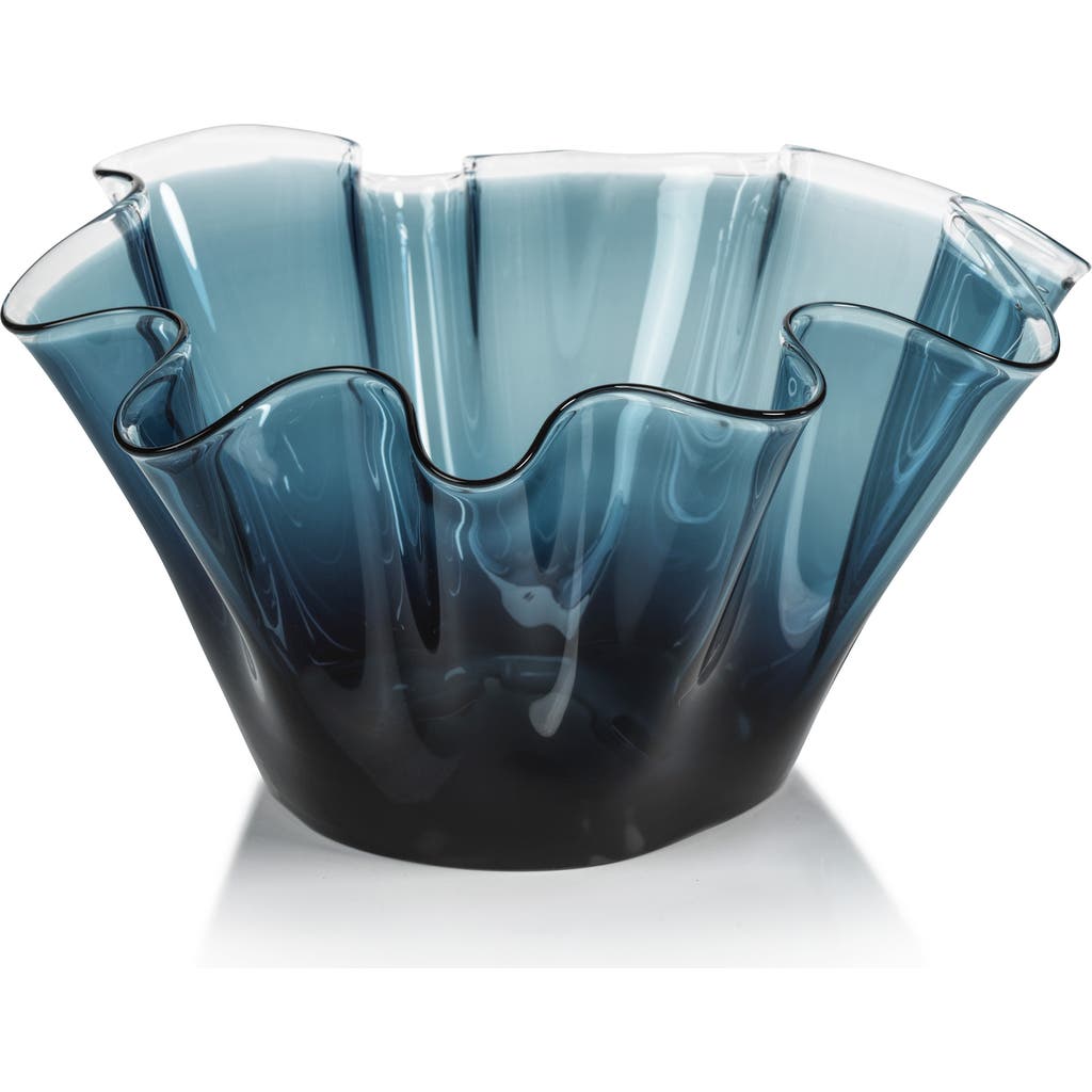 Zodax Vellerti Wave Glass Bowl In Blue