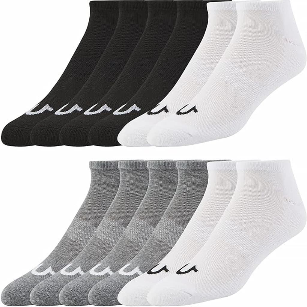 True Religion 12 Pairs Premium Athletic No Show Socks in Black/grey/white  product