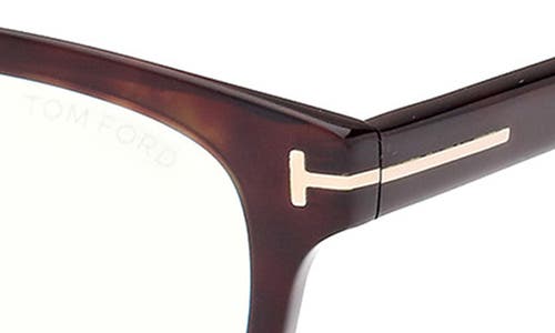 Tom Ford 52mm Square Blue Light Blocking Glasses In Havana Eco/t Logo