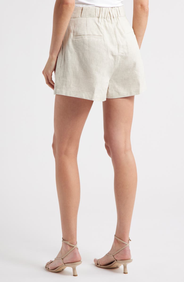 Milly Pleated Linen & Cotton Shorts, Alternate, color, Natural