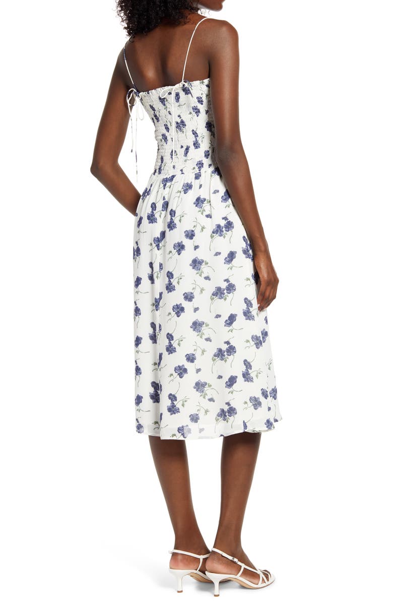 Reformation Sable Smocked Bodice Midi Dress, Alternate, color,