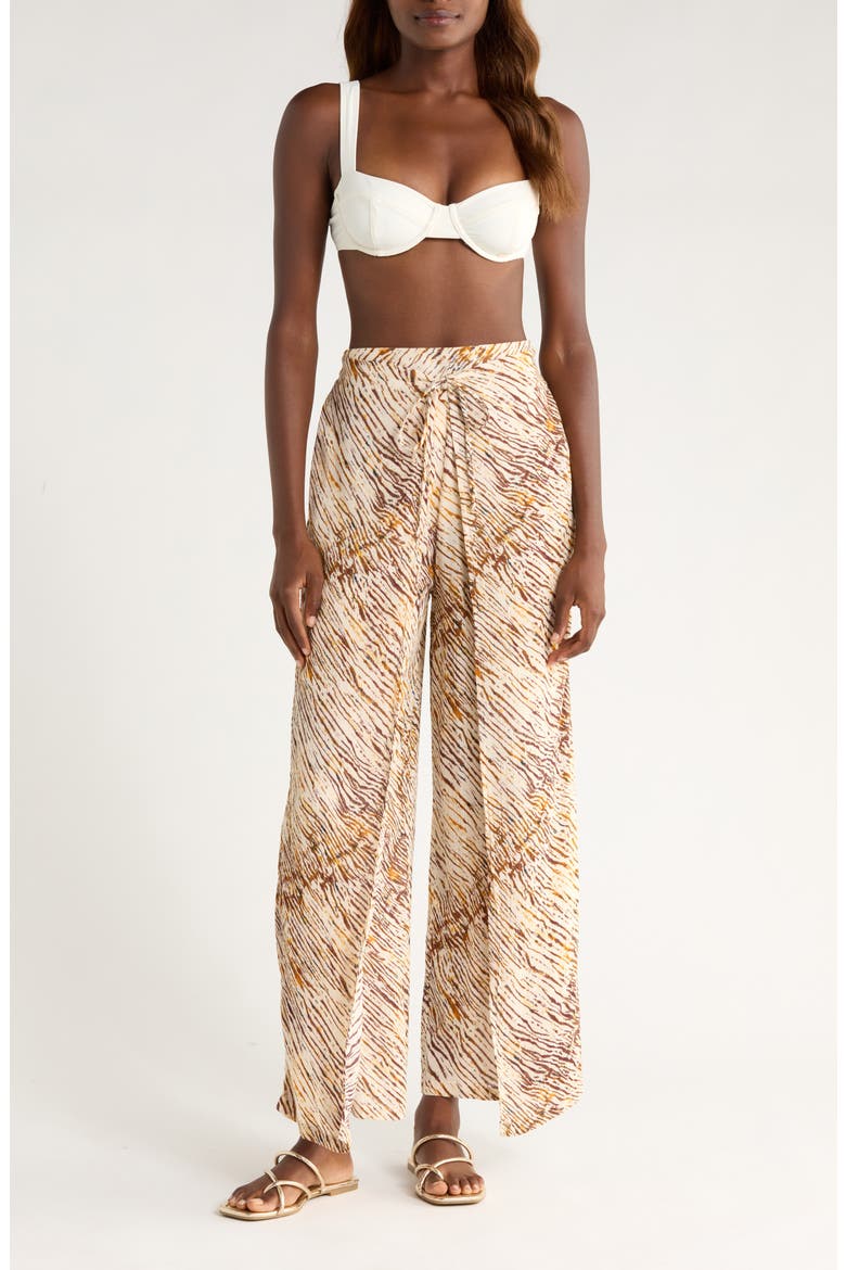 Print Cover-Up Wrap Pants, Main, color, NEUTRAL SAHARA