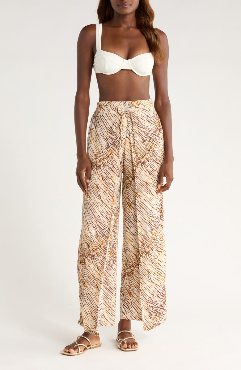 Elan Print Cover-Up Wrap Pants, Main, color, Neutral Sahara