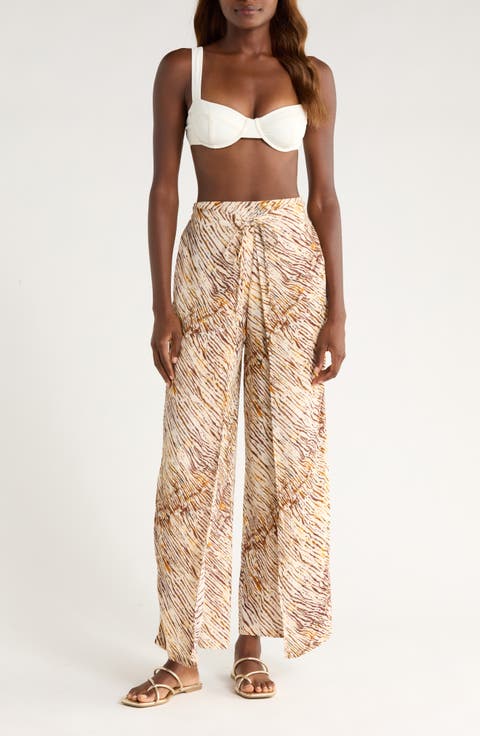 Print Cover-Up Wrap Pants