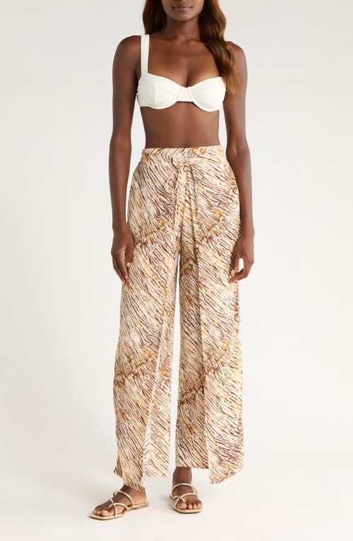 Elan Casual Breeze Flowy Wide Leg Pants In Neutral Sahara In Neutral