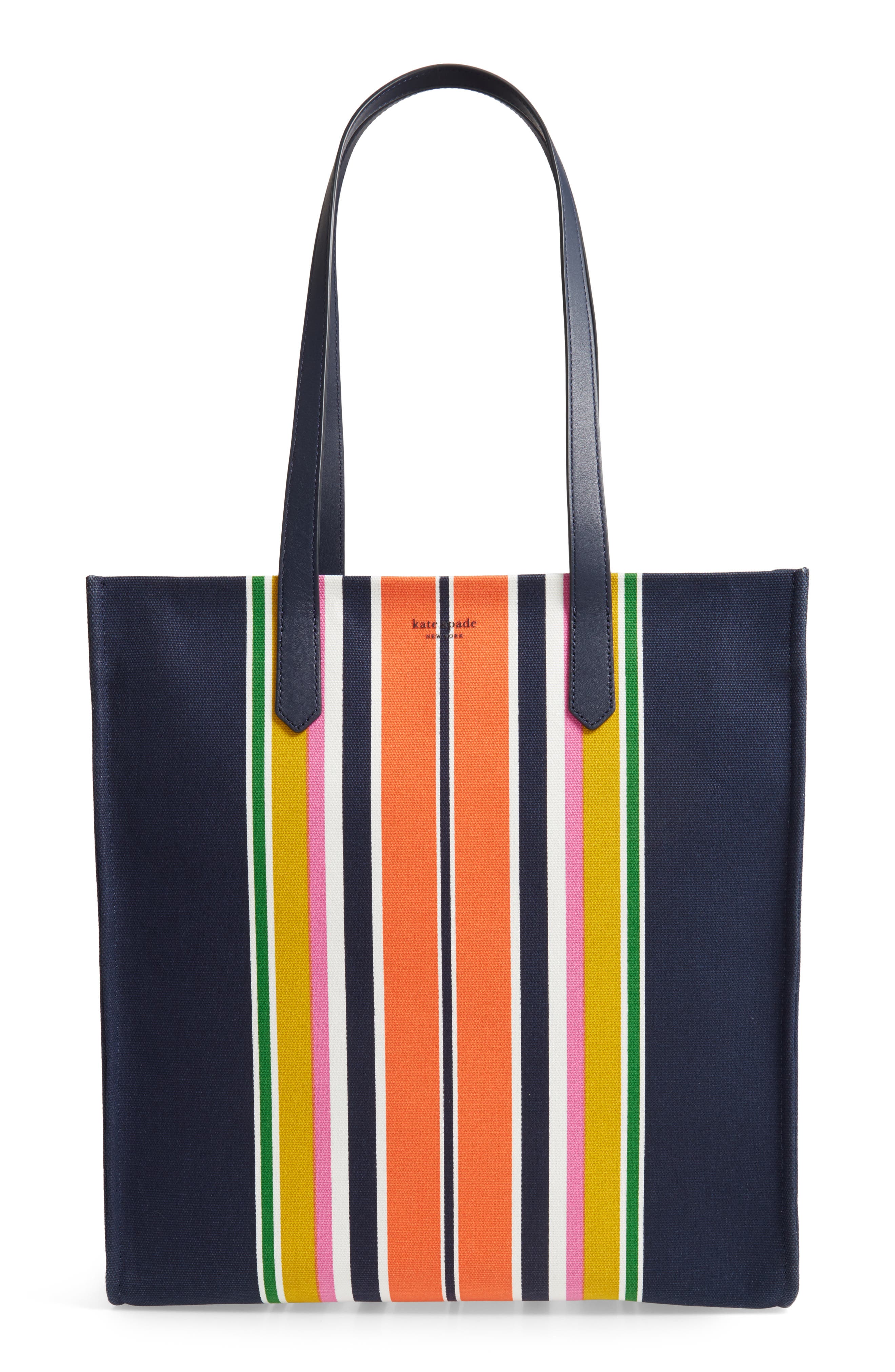 kitt stripe large canvas tote, Main, color, PARISIAN NAVY MULTI