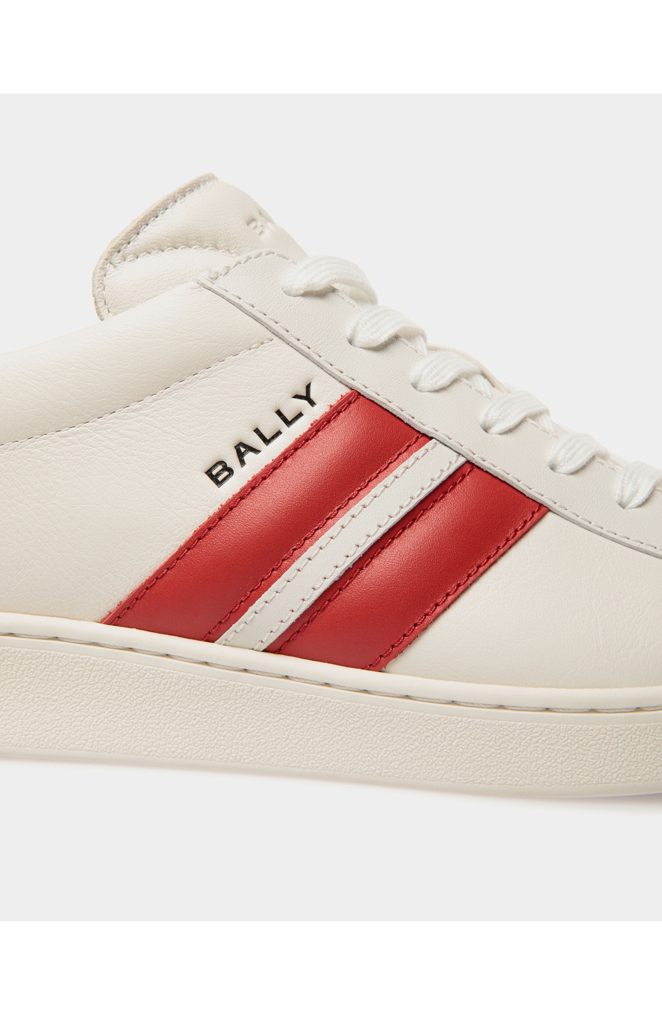 Bally Tennis Sneaker in and Candy Leather, Alternate, color, White/Candy Red