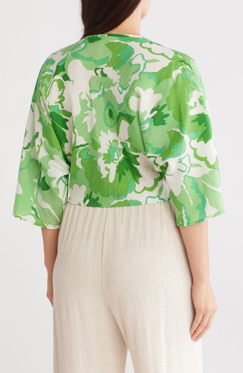Renee C Floral Twist Front Top, Alternate, color, Kelly Green
