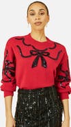 Yumi Sequinned Bow Neckline Sweater