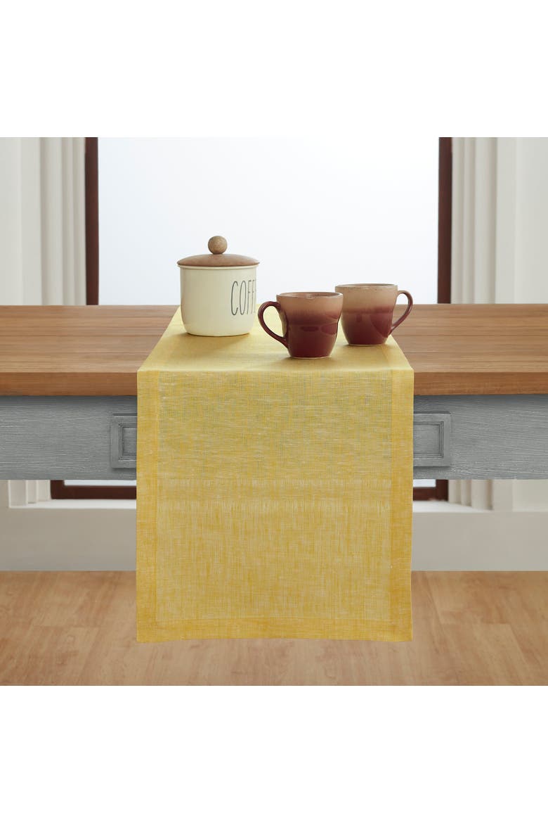 Linen Table Runner - Athena, Alternate, color, Chambray Lemon Yellow