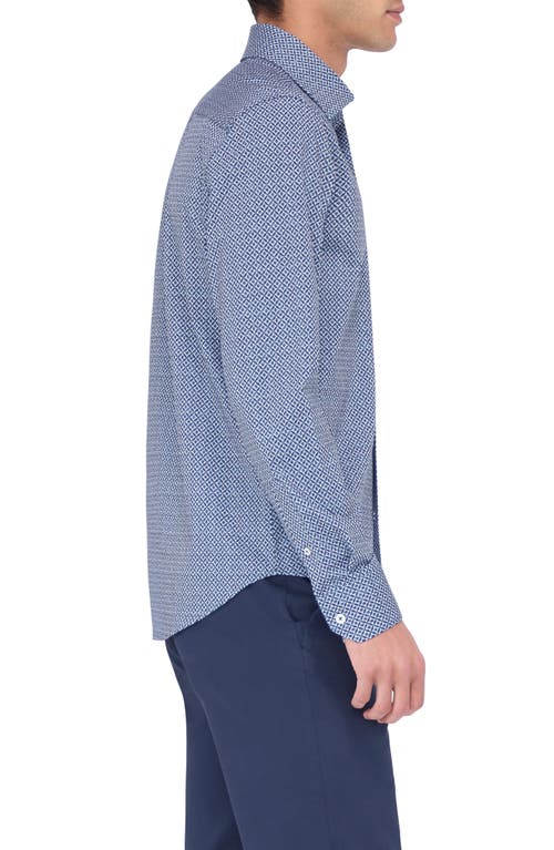 Bugatchi Jimmy Ooohcotton® Geometric Print Button-up Shirt In Navy