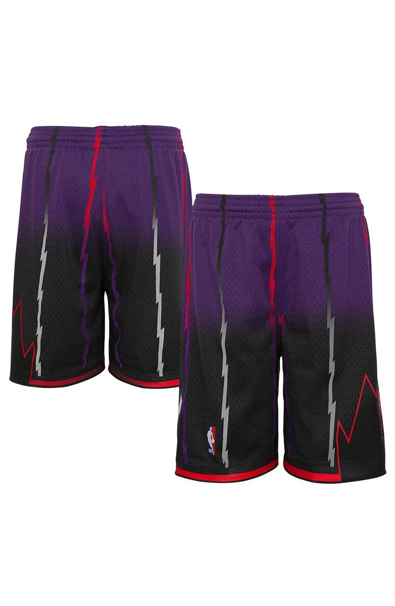 Mitchell & Ness Youth Mitchell & Ness Purple/Black Toronto Raptors 1998/99 Hardwood Classics Fadeaway Reload 3.0 Swingman Shorts, Main, color, Purple