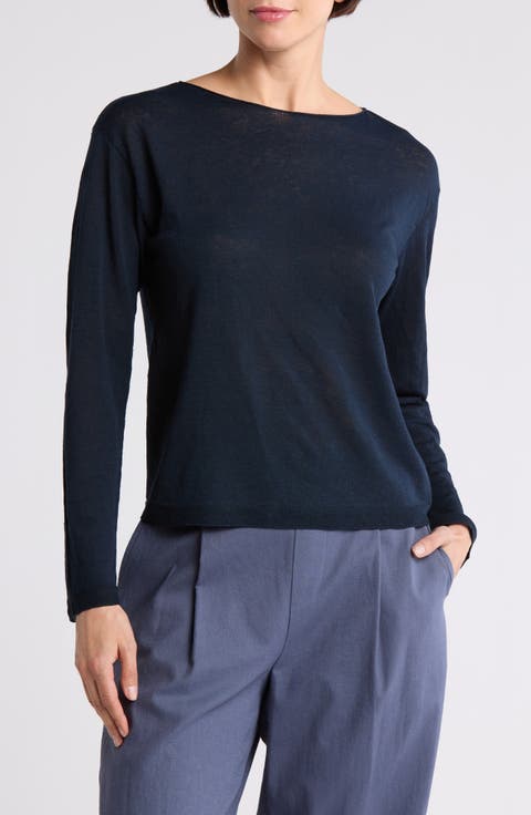 Dropped Shoulder Boat Neck Sweater