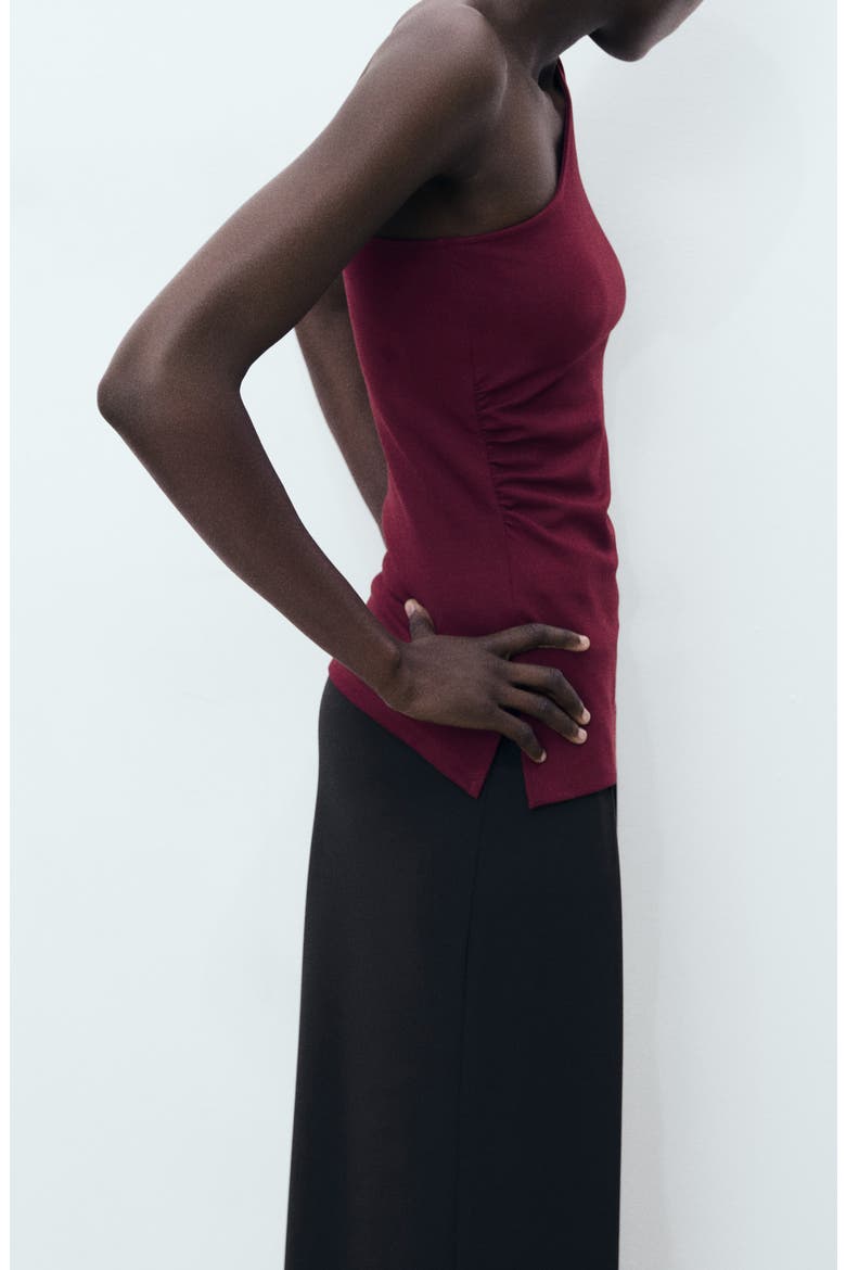 Ruched One-Shoulder Top, Alternate, color, BURGUNDY