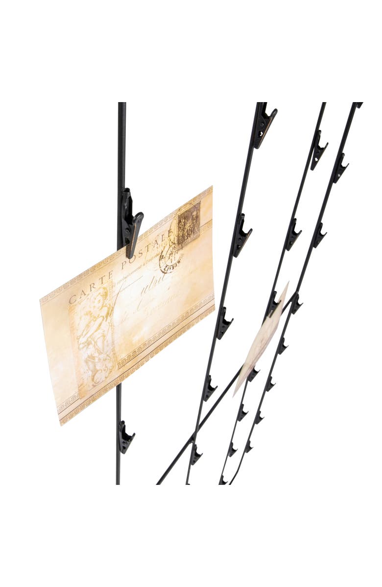 Storied Home Vintage Reproduction Metal Photo or Card Holder with 3 Postcards and 50 Clips, Black, Alternate, color,