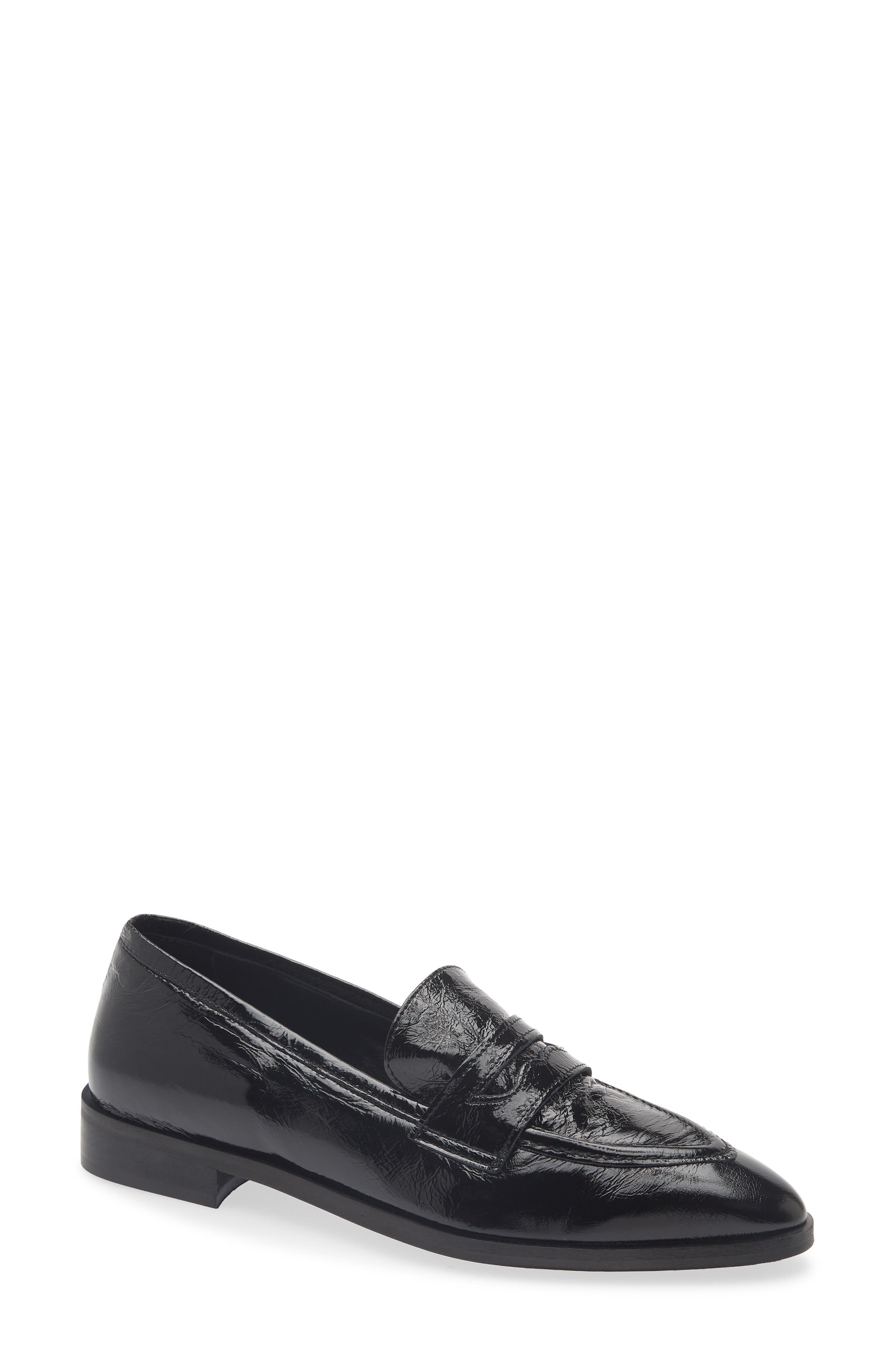 Adrian Pointed Toe Loafer, Main, color, BLACK PATENT