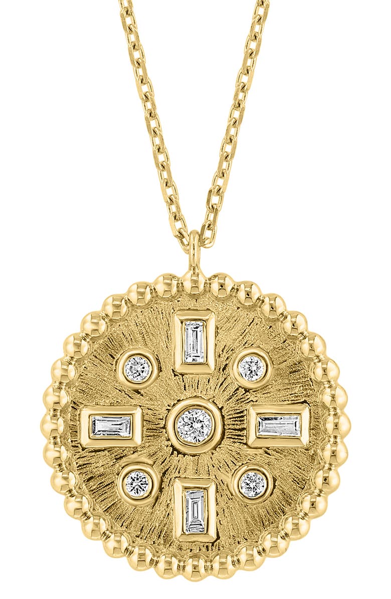 EFFY 14K Yellow Gold & Diamond Medallion Pendant Necklace - 0.26 ctw, Alternate, color,
