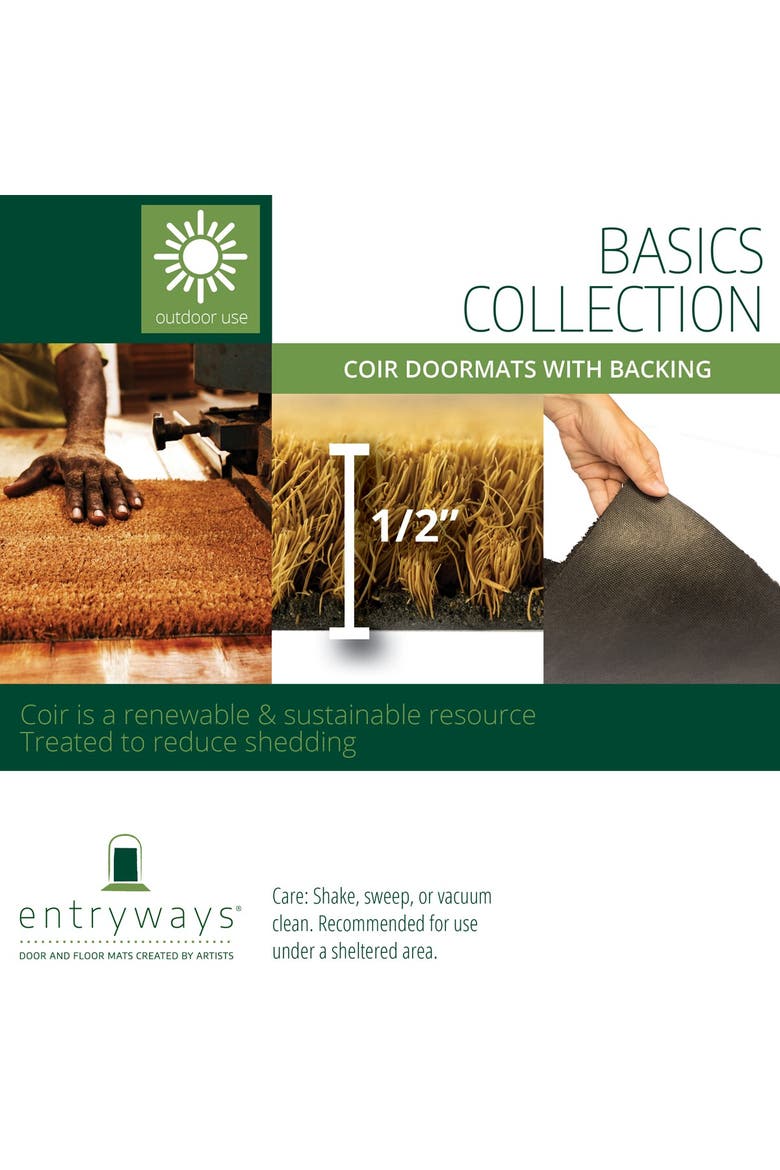 Natural Coir 24x36 Doormat with Backing, Alternate, color, NATURAL COIR