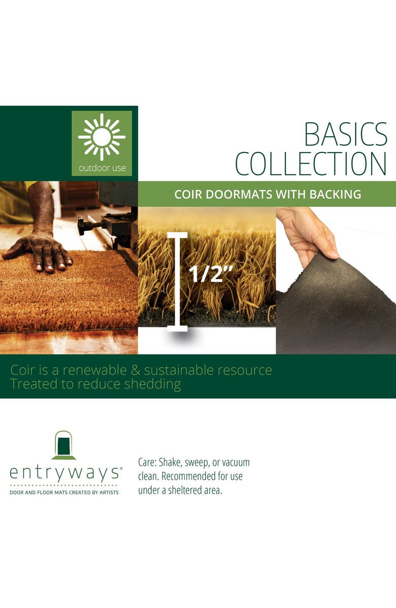 ENTRYWAYS Natural Coir 24x36 Doormat with Backing, Alternate, color, Natural Coir