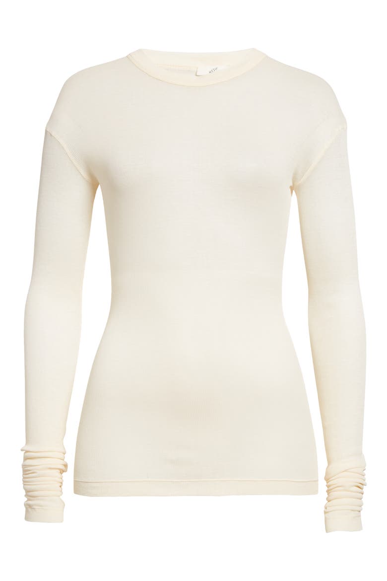 Semisheer Cotton Rib Jersey Top, Alternate, color, CREAM