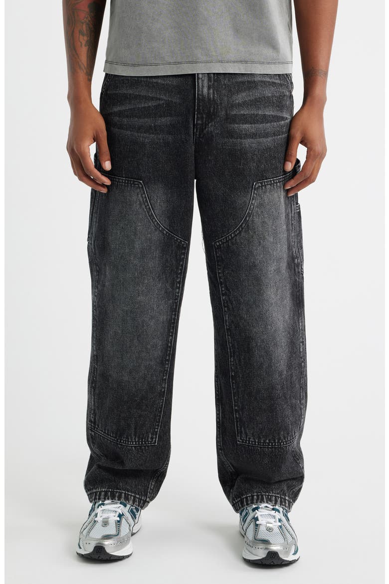 Mercer Double Knee Cotton Denim Carpenter Pants, Main, color, WASHED GREY