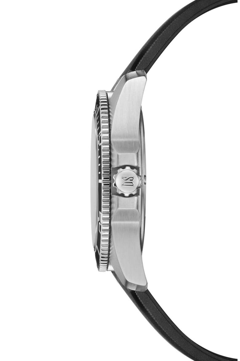 DS Action Swiss Quartz Rubber Strap Watch, 40mm, Alternate, color, STAINLESS STEEL