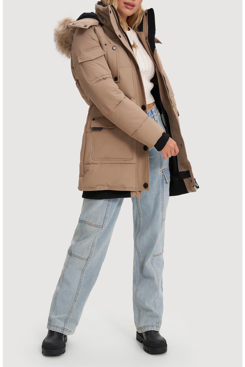 Astrid Heavyweight Faux Fur Trim Jacket, Alternate, color, SAND