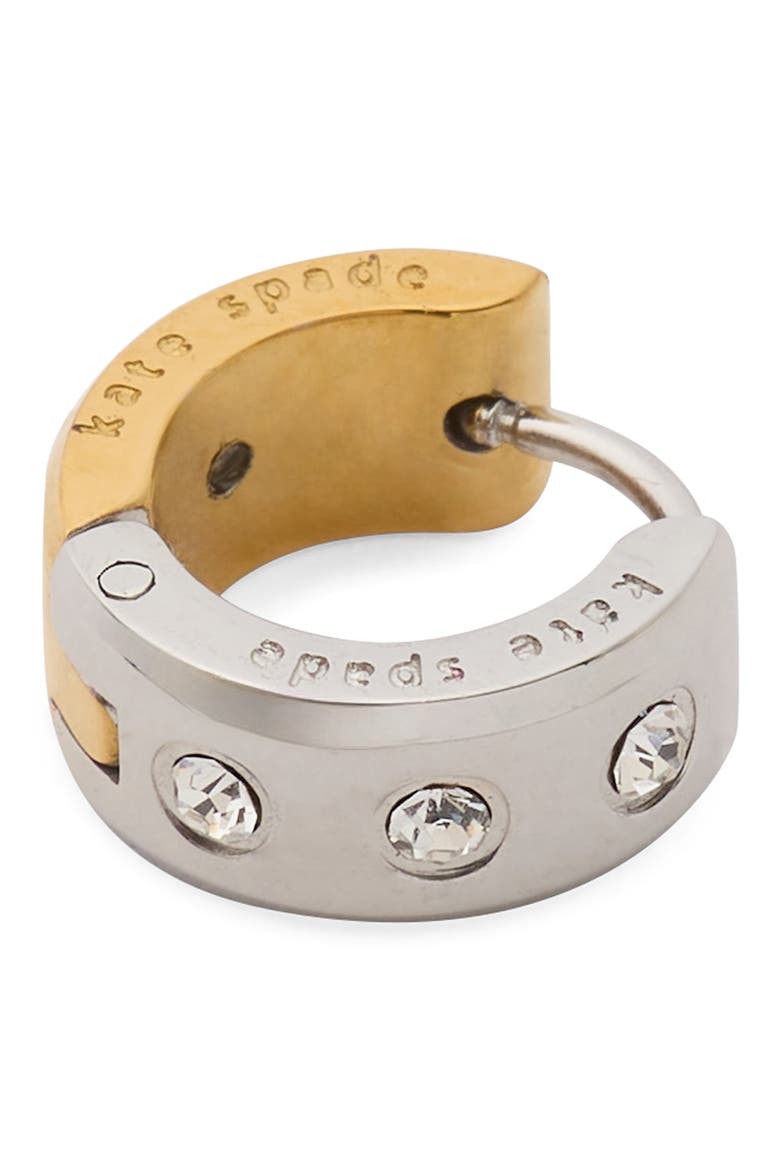 crystal chunky huggie hoop earrings, Alternate, color, CLEAR/ TWO TONE