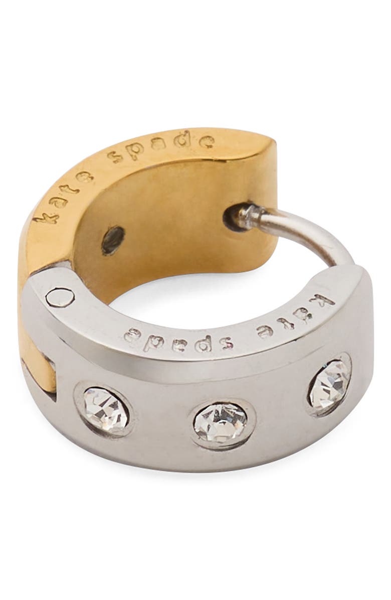 Kate Spade New York crystal chunky huggie hoop earrings, Alternate, color, Clear/ Two Tone