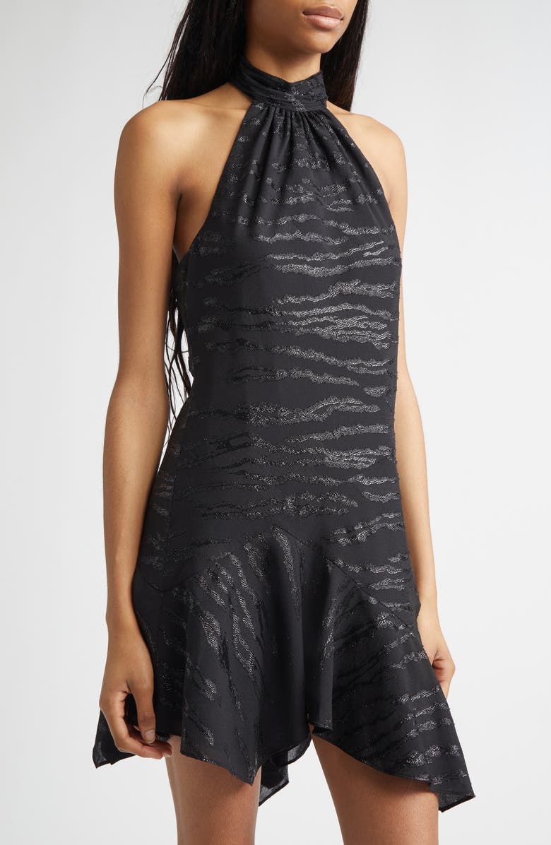 Ramy Brook Nari Metallic Sleeveless Minidress, Alternate, color, Black Lurex