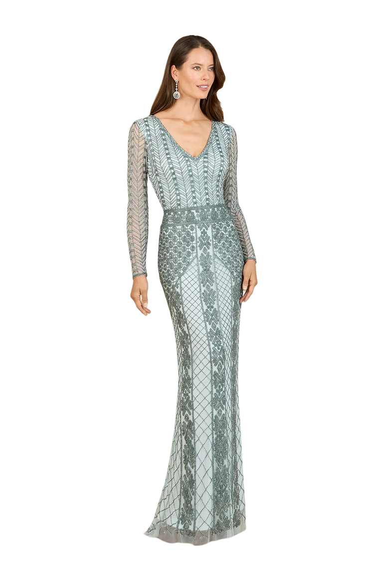 Long Sleeve Beaded Dress, Main, color, LightBlue