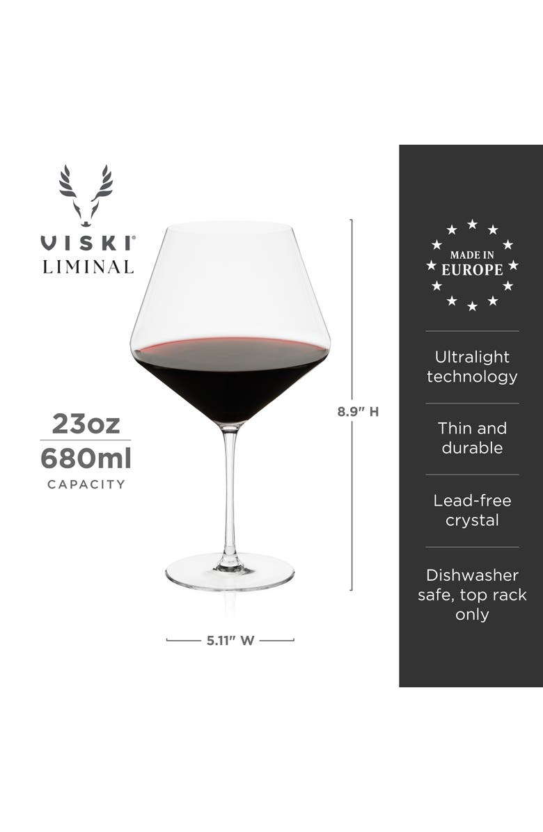 Viski Reserve Liminal Burgundy Wine Glasses Set of 4, Alternate, color, Clear
