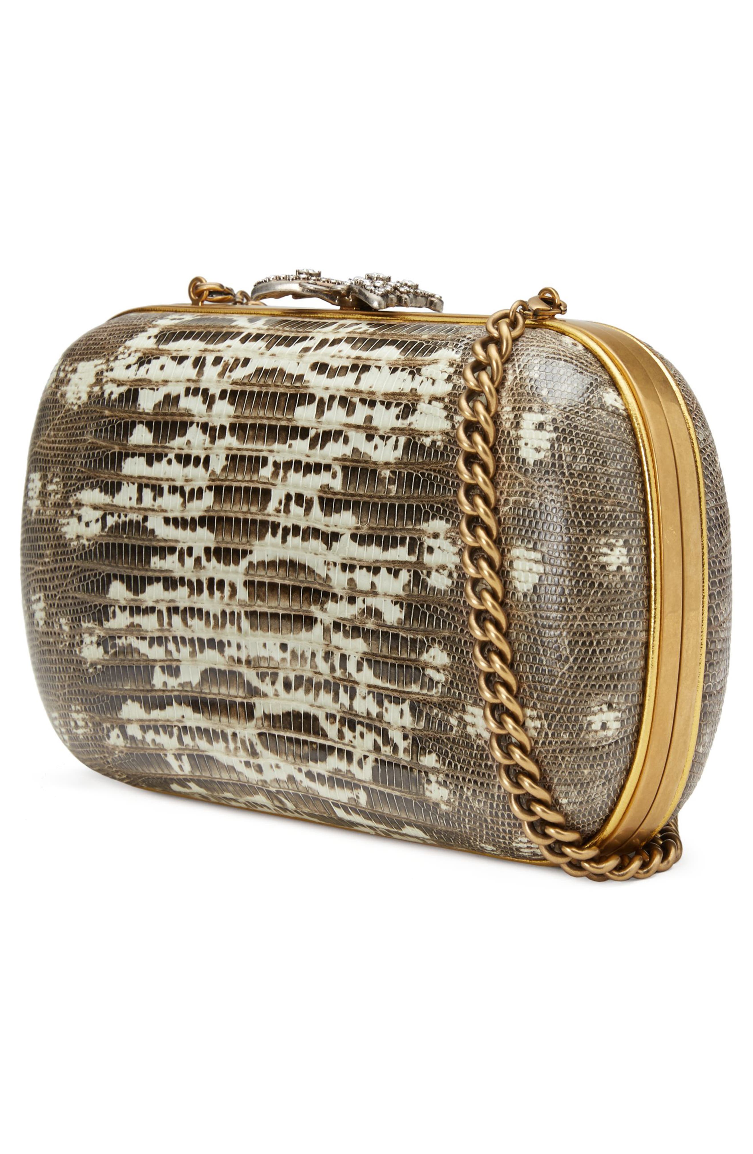 Gucci Broadway Lizard Skin Minaudière, Alternate, color, 