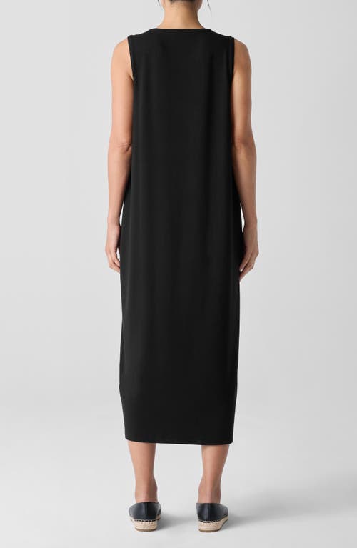 Eileen Fisher Jersey Shift Midi Dress In Black