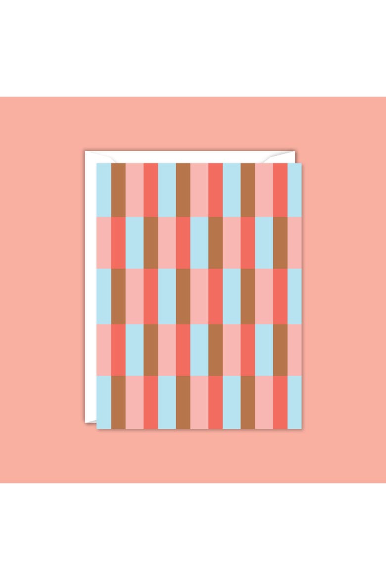 Retro Striped Checkerboard Blank Card-Boxed Set of 8, Alternate, color, No Color