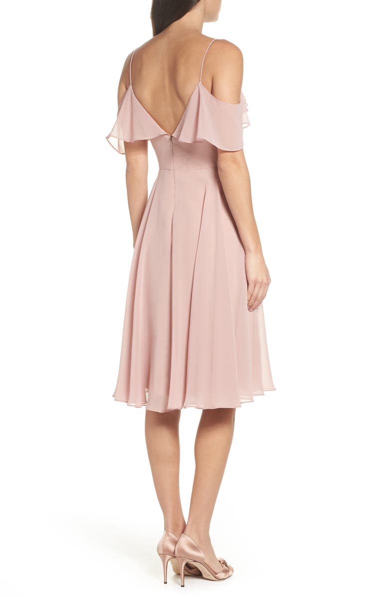Jenny Yoo Kelli Cold Shoulder Chiffon Dress, Alternate, color, 