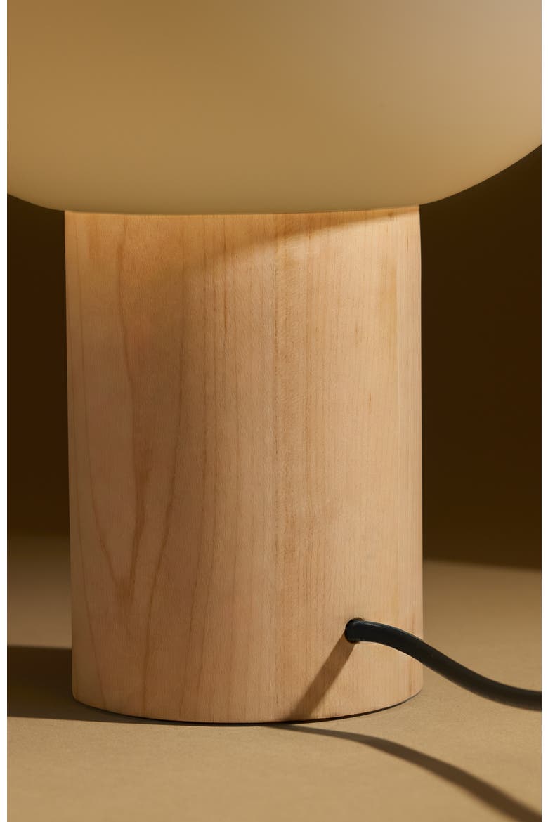 Ivy 9.5" Modern LED Table Lamp with Oval Frosted Glass Shade and Phone Charging USB-C Port, Alternate, color, Wood
