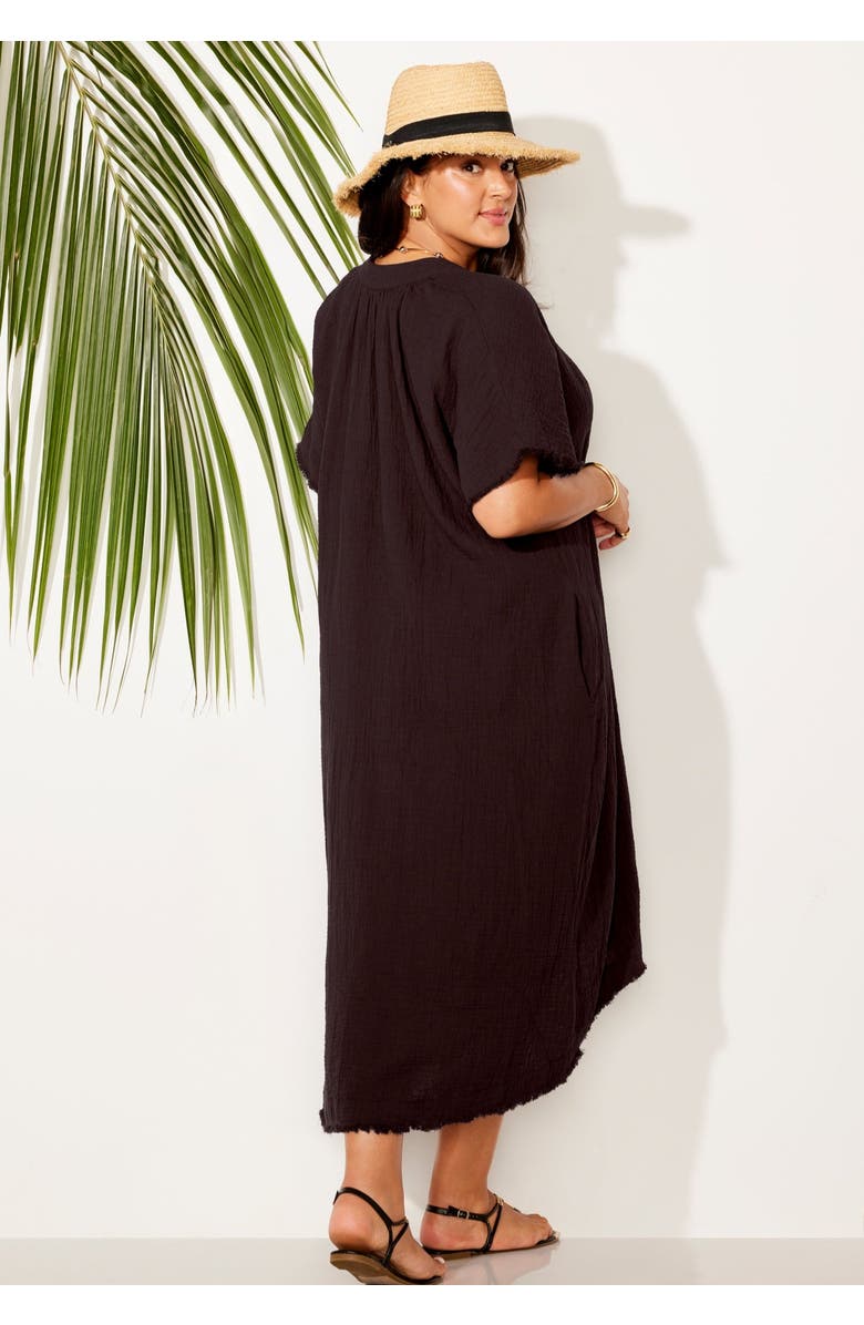 Swimsuits for All Gauze High-Low Sun Dress Cover Up, Alternate, color, Espresso