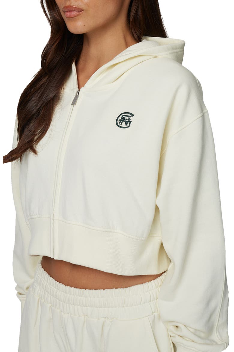Cropped Zipped Halftone Hoodie, Alternate, color, Ivory
