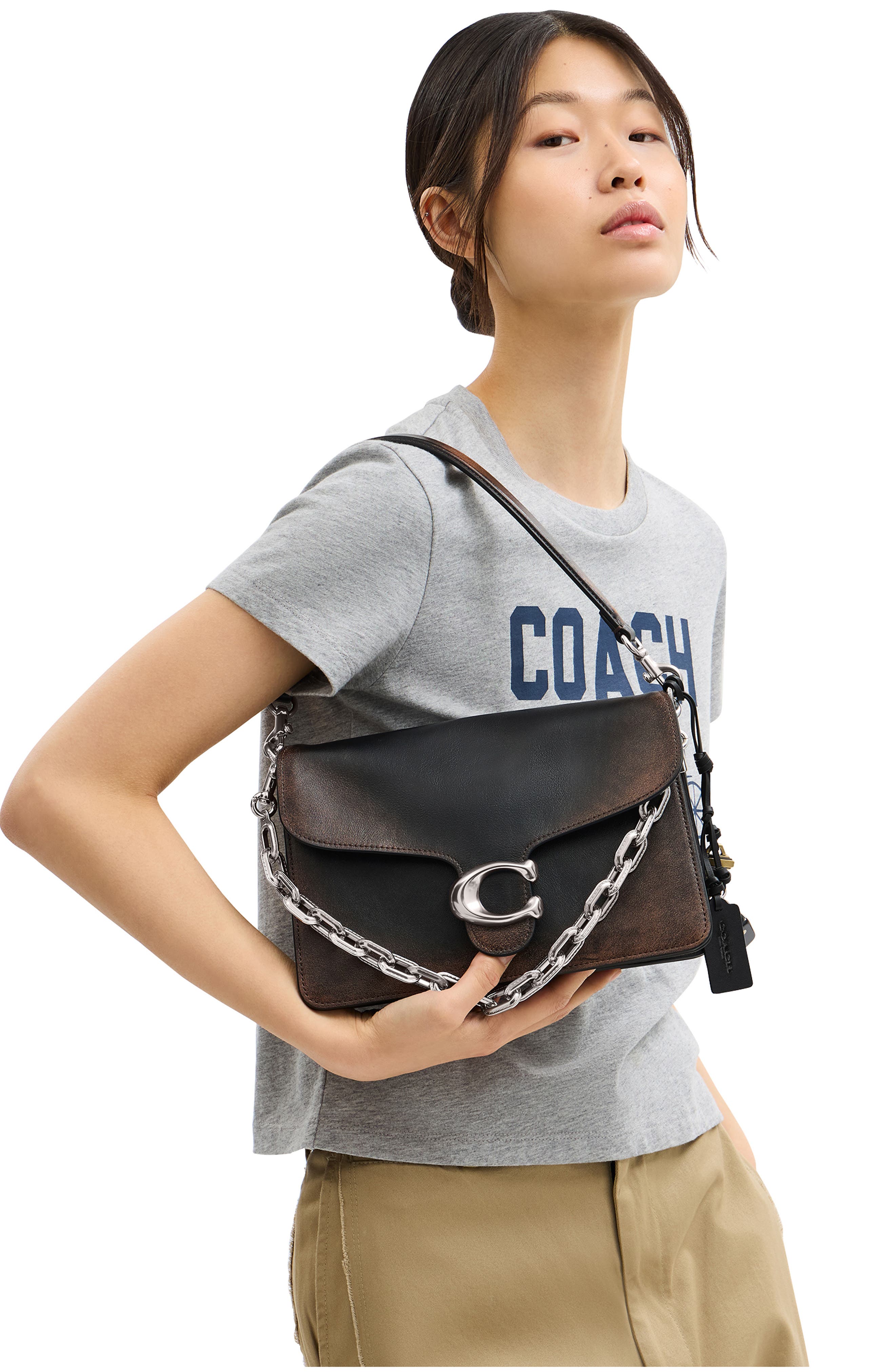 COACH Tabby Chain Leather Shoulder Bag, Alternate, color, 