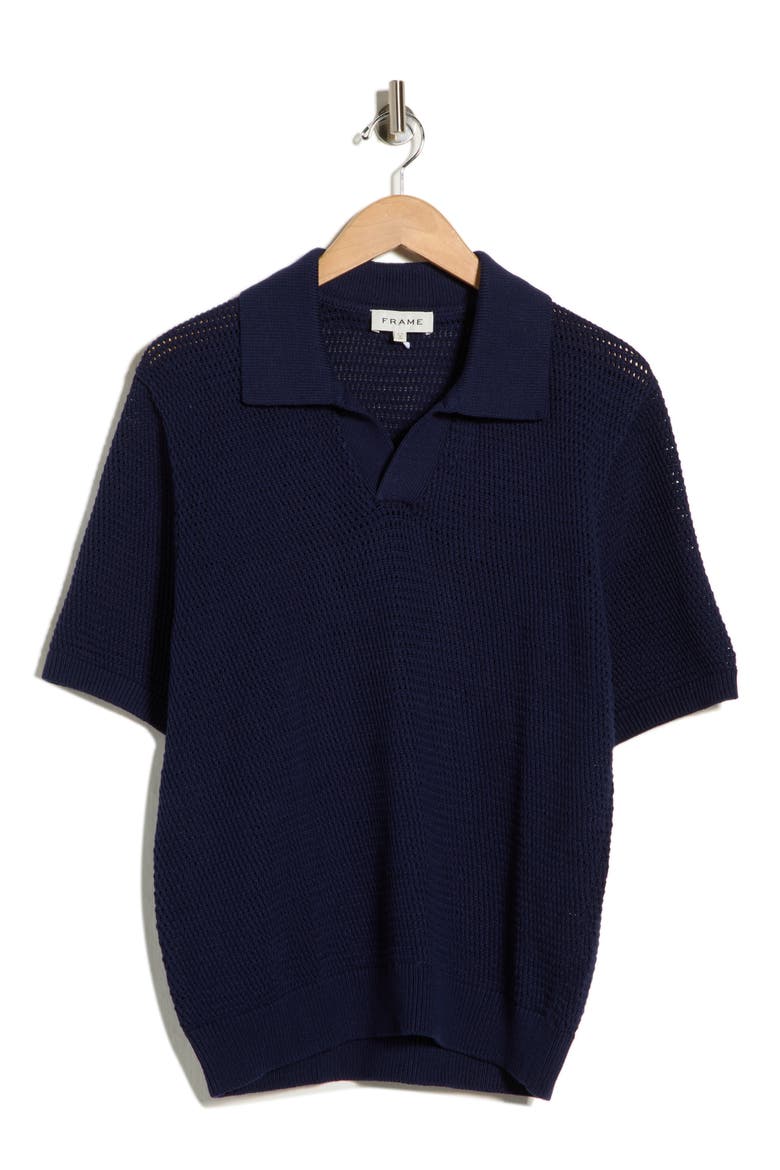 Cotton & Silk Polo Sweater, Main, color, NAVY