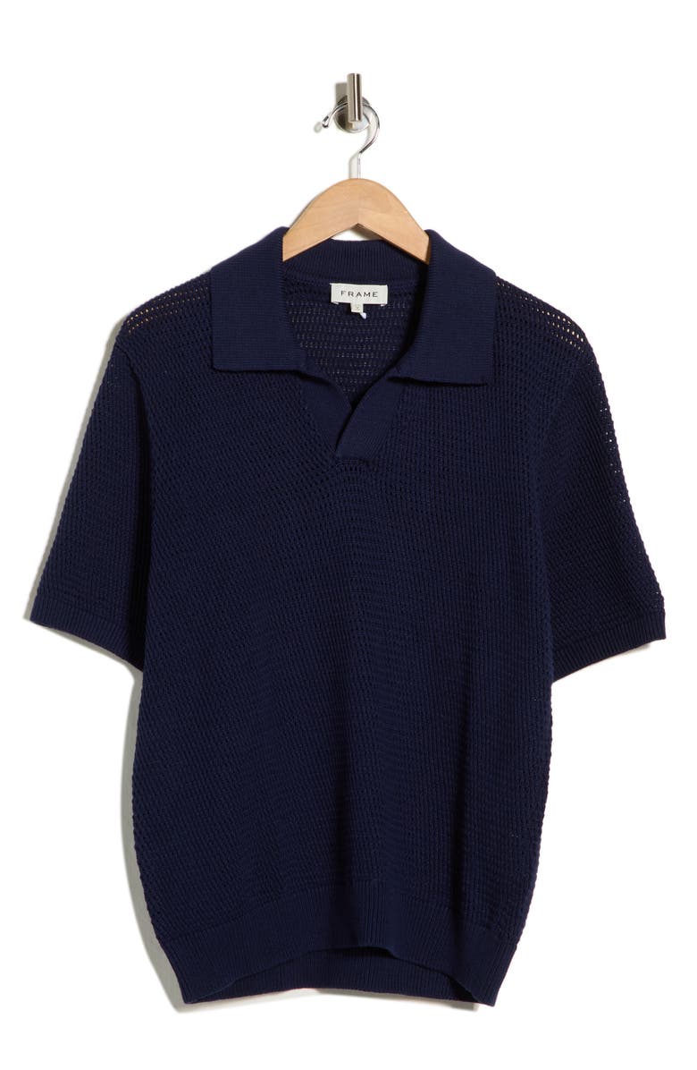 FRAME Cotton & Silk Polo Sweater, Main, color, Navy