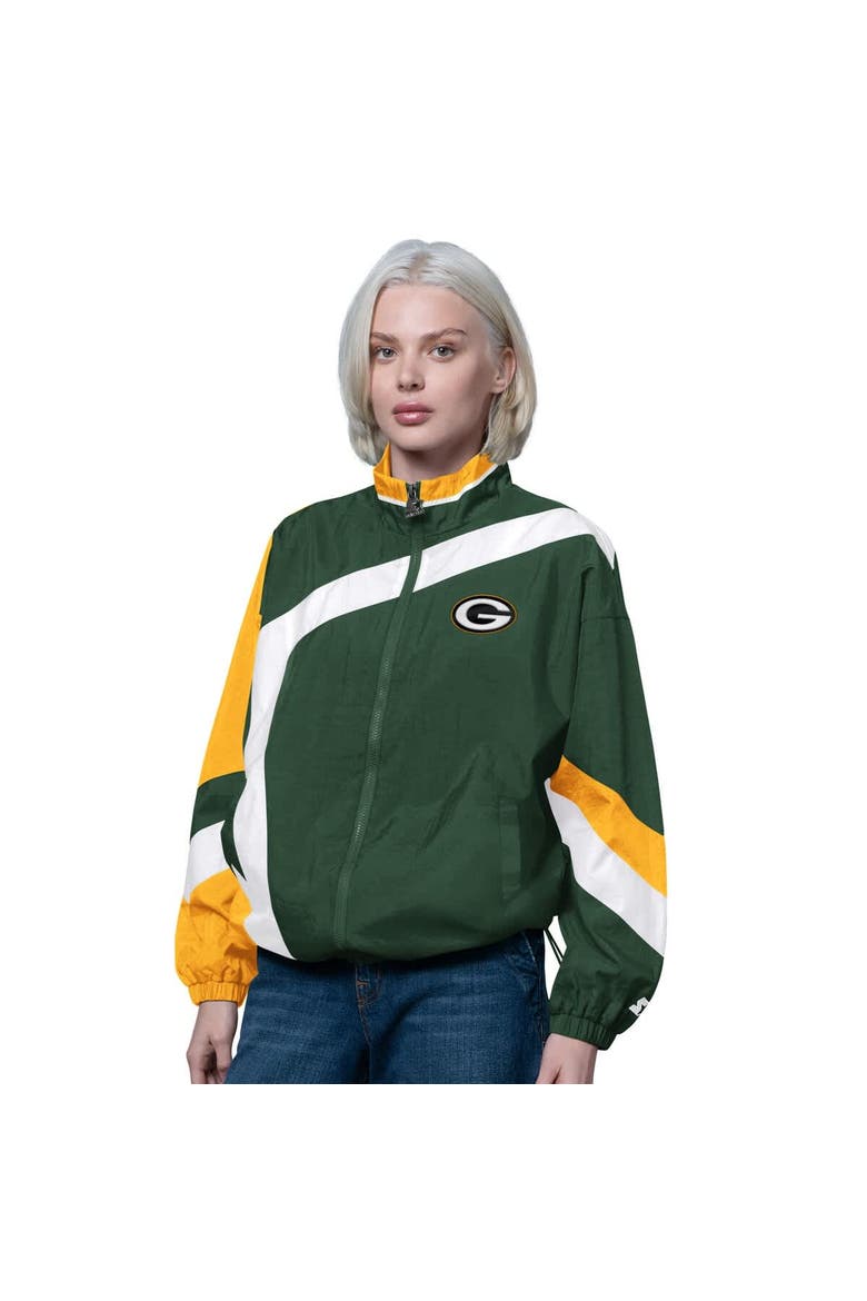 Women's Starter Green/Gold Green Bay Packers Vintage 1st Quarter Full-Zip Windbreaker, Main, color, Green