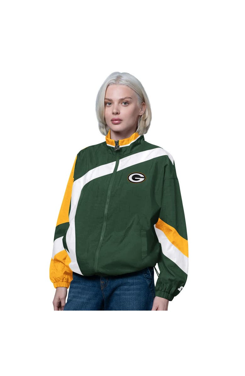 STARTER Women's Starter Green/Gold Green Bay Packers Vintage 1st Quarter Full-Zip Windbreaker, Main, color, Green