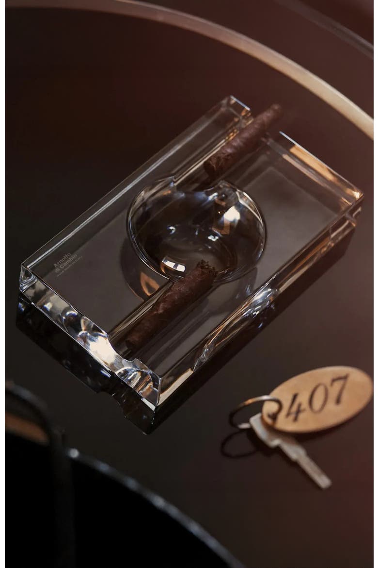 Ashtray / Cigar Holder Montecristo Rectangular, Alternate, color, Clear Crystal