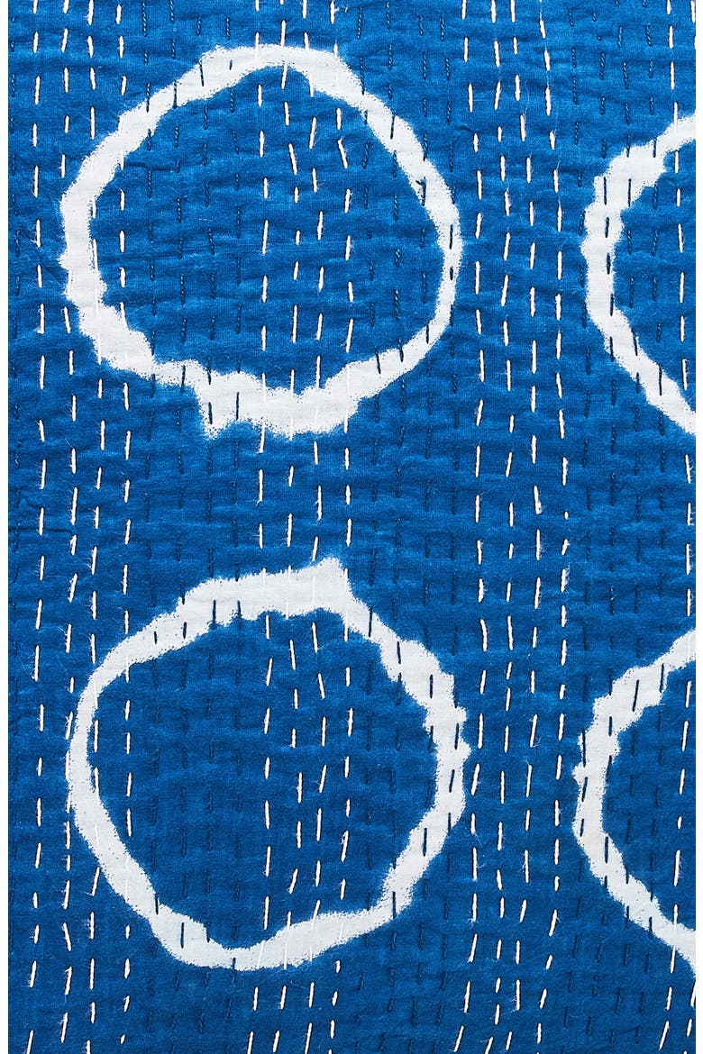 Circles Kantha Set of 2 Cotton Shams, Alternate, color, INDIGO