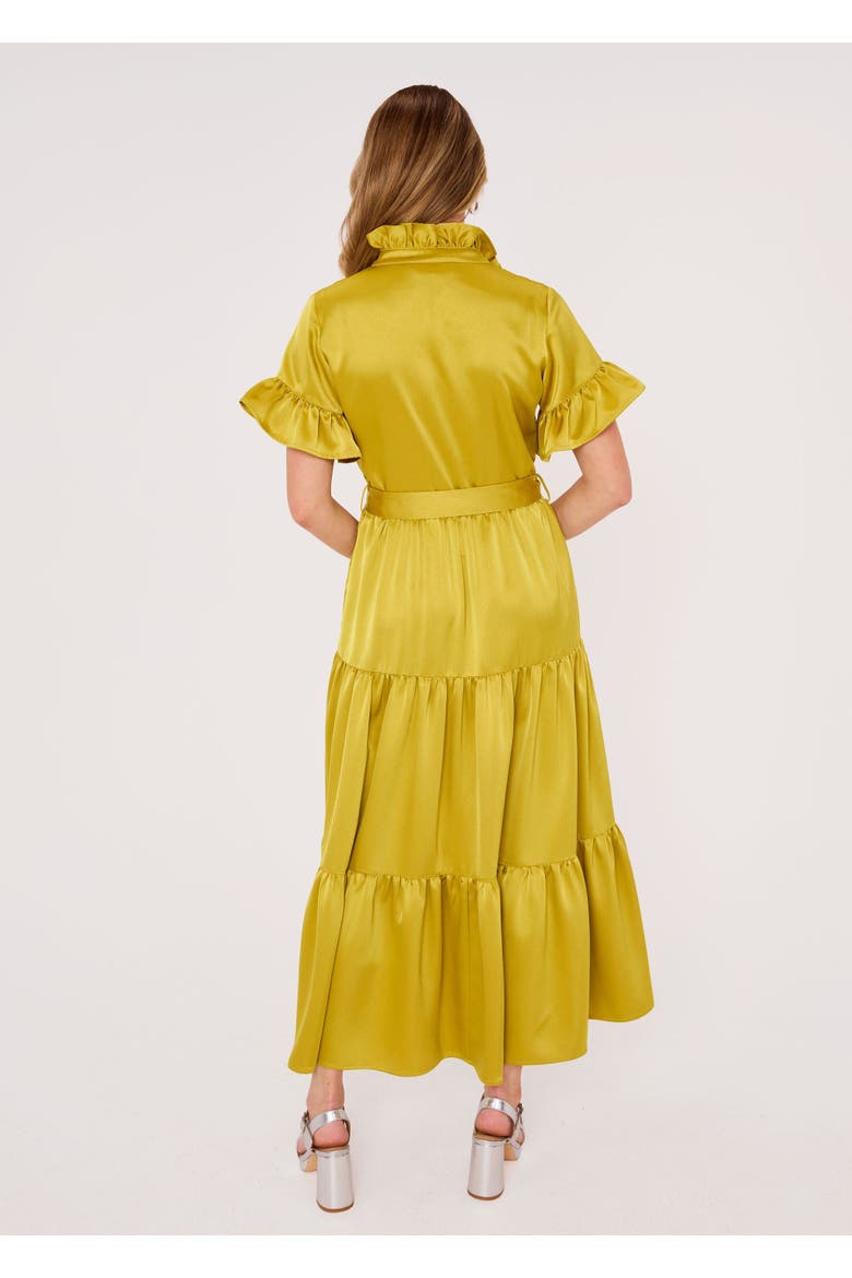 Sadie Maxi Satin Dress, Alternate, color, Golden Olive