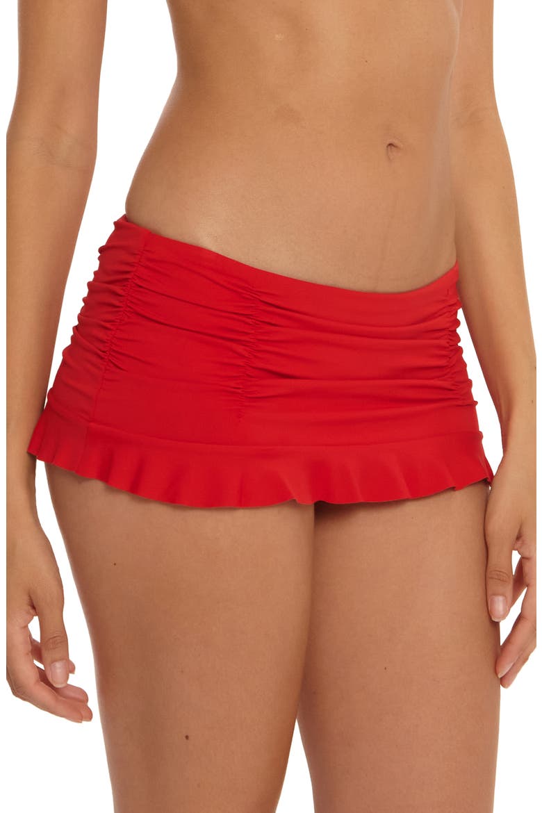 Color Code Skirted Bikini Bottoms, Alternate, color, RUBY