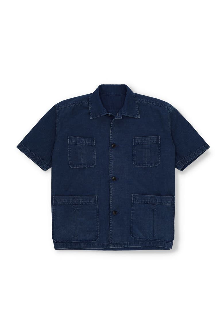 Bohem Denim Short Sleeve Shirt, Main, color, INDACO