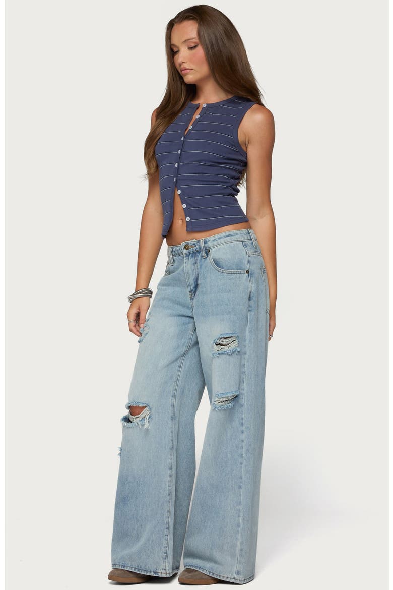 Brynne Striped Button Up Top, Alternate, color, NAVY-AND-WHITE